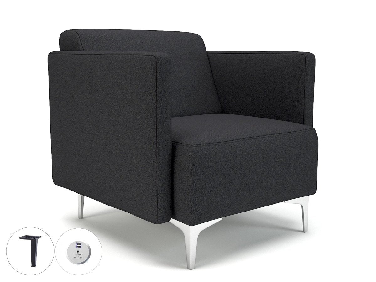 Office furniture napa-slim-arm-75cm-wide-armchair-in-warwick-dolly-fabric-with-socket Dynamic  Matt Black Colour Lagoon 