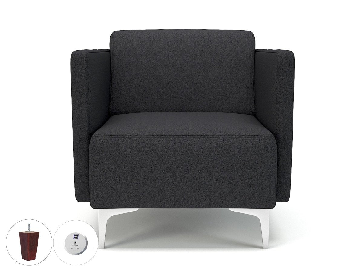 Office furniture napa-slim-arm-75cm-wide-armchair-in-warwick-dolly-fabric-with-socket Dynamic  Matt Black Colour Linen 
