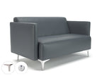 Office Armchair Napa Slim Arm 125cm Wide Sofa in  Ultima Faux Leather with Socket Chrome Colour Atlantic 