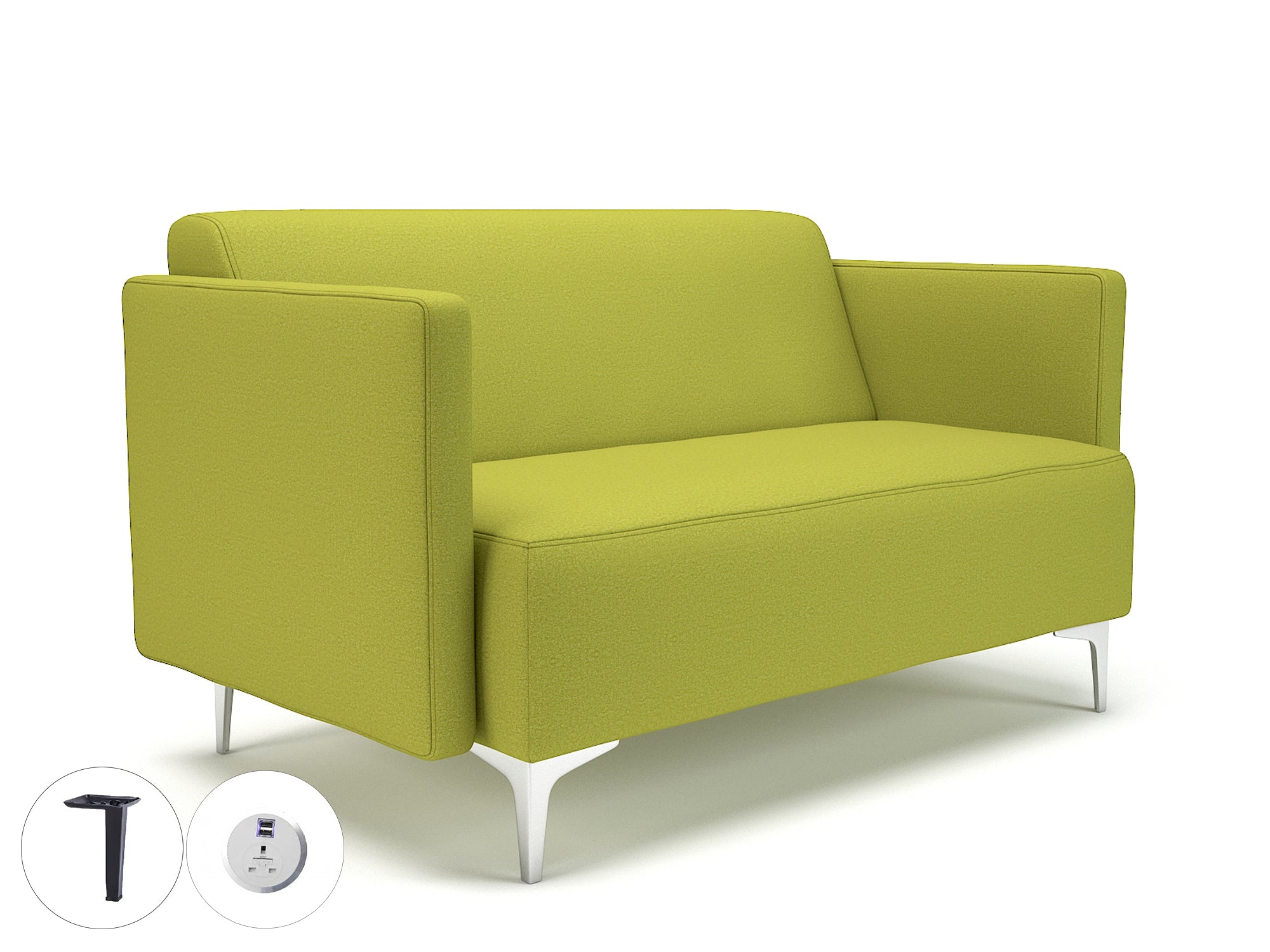 Office furniture napa-slim-arm-125cm-wide-sofa-in-warwick-dolly-fabric-with-socket Dynamic  Matt Black Colour Citron 