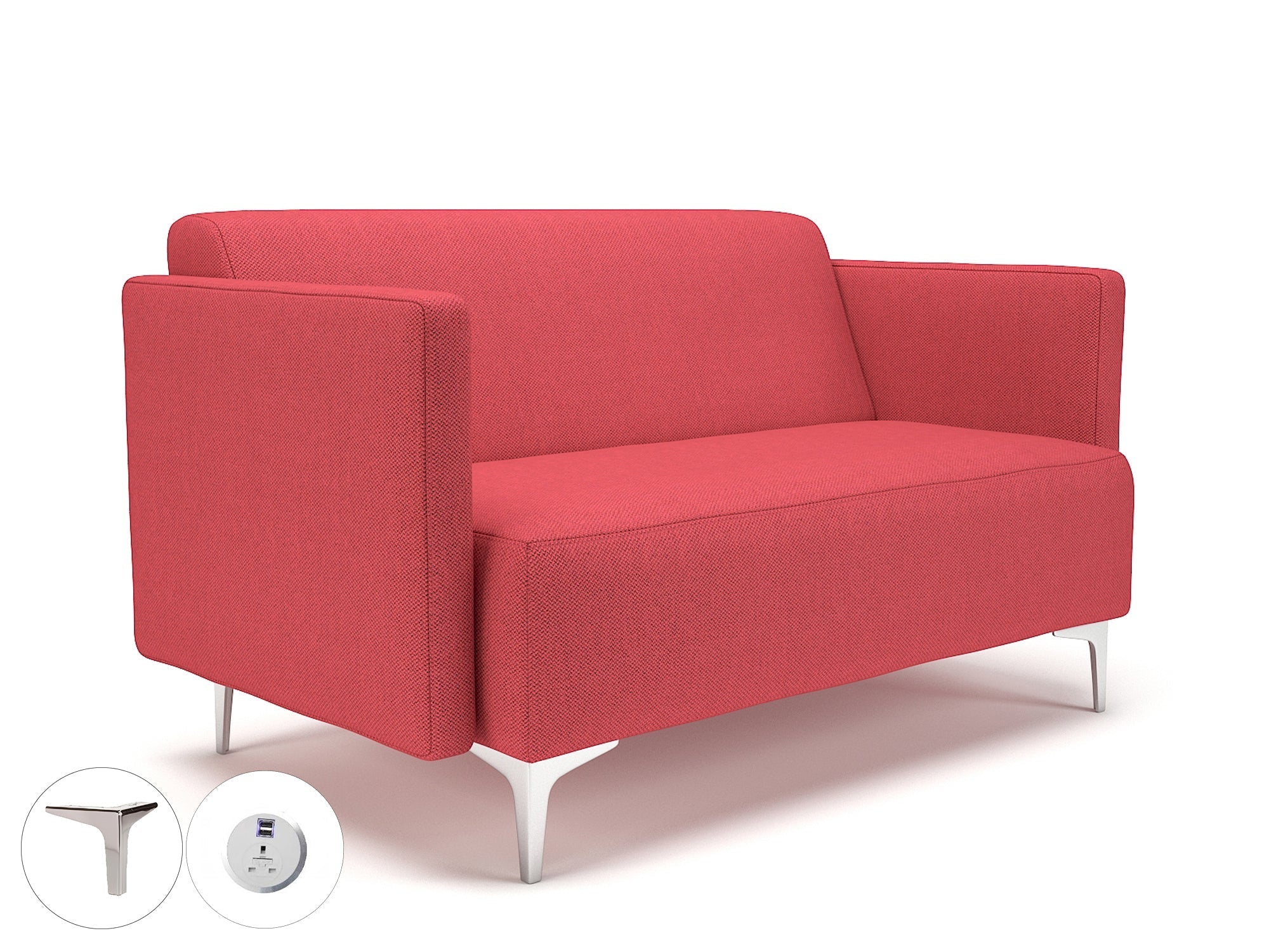 Office Armchair Napa Slim Arm 125cm Wide Sofa in Camira Era Fabric with Socket Chrome Colour Cycle 