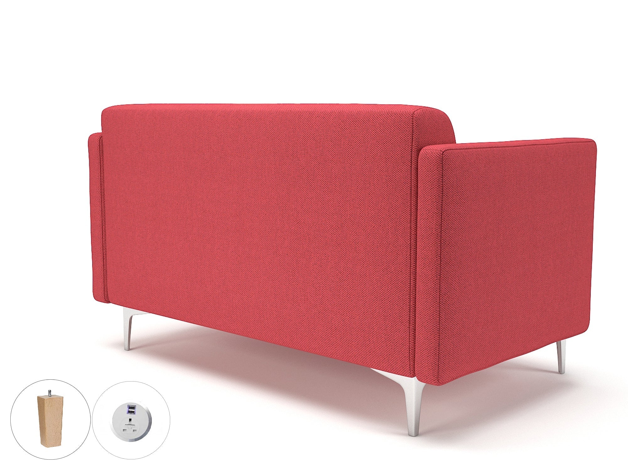 Office furniture napa-slim-arm-125cm-wide-sofa-in-camira-era-fabric-with-socket Dynamic  Matt Black Colour Forward 