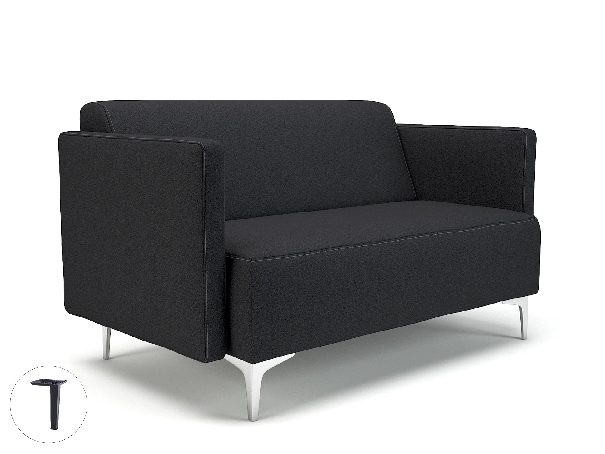 Office furniture napa-slim-arm-125cm-wide-sofa-in-warwick-dolly-fabric Dynamic  Matt Black Colour Lagoon 
