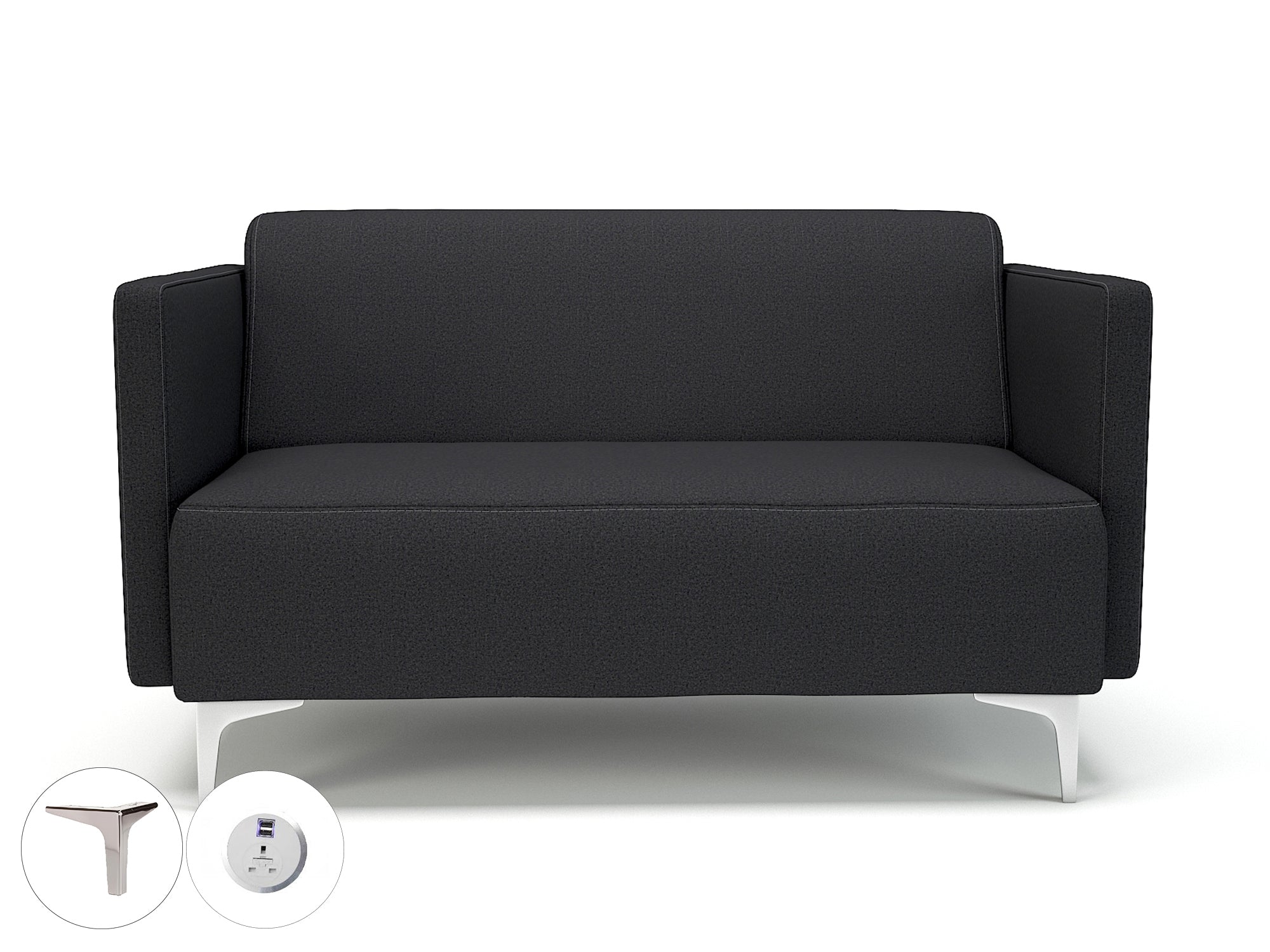 Office furniture napa-slim-arm-125cm-wide-sofa-in-warwick-dolly-fabric-with-socket Dynamic  Ebony Wood Colour Lagoon 