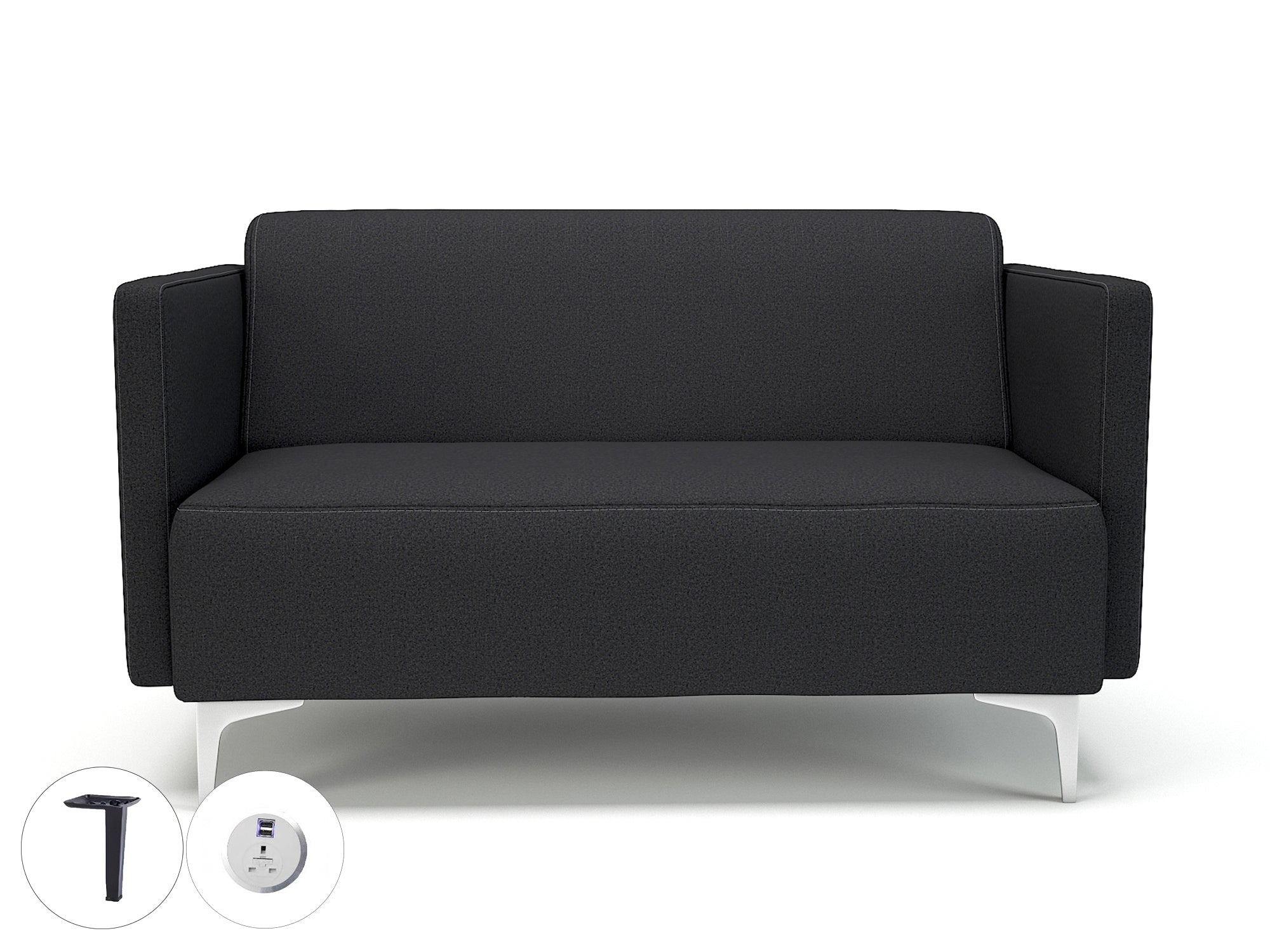 Office furniture napa-slim-arm-125cm-wide-sofa-in-warwick-dolly-fabric-with-socket Dynamic  Chrome Colour Linen 