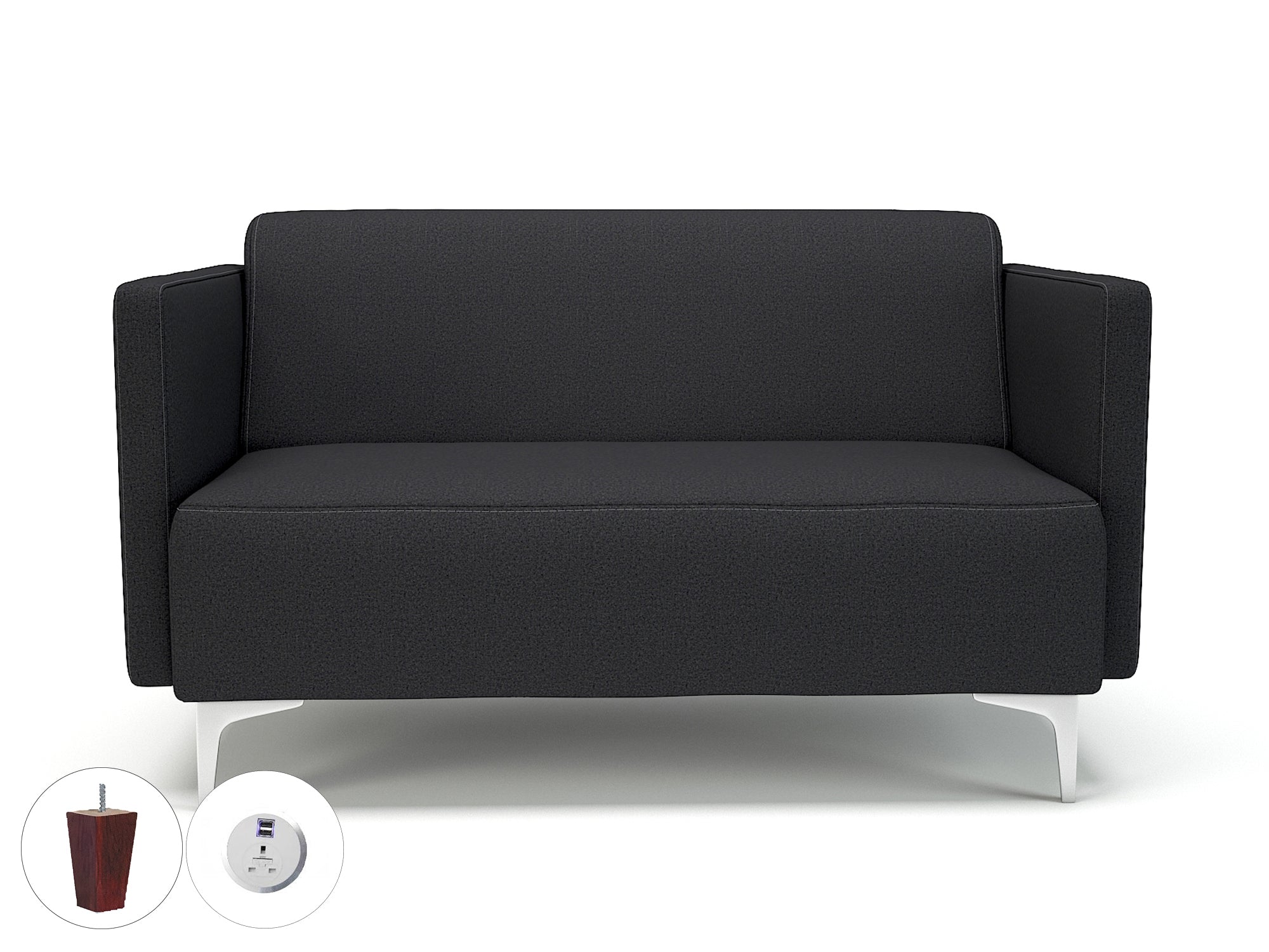 Office furniture napa-slim-arm-125cm-wide-sofa-in-warwick-dolly-fabric-with-socket Dynamic  Matt Black Colour Linen 