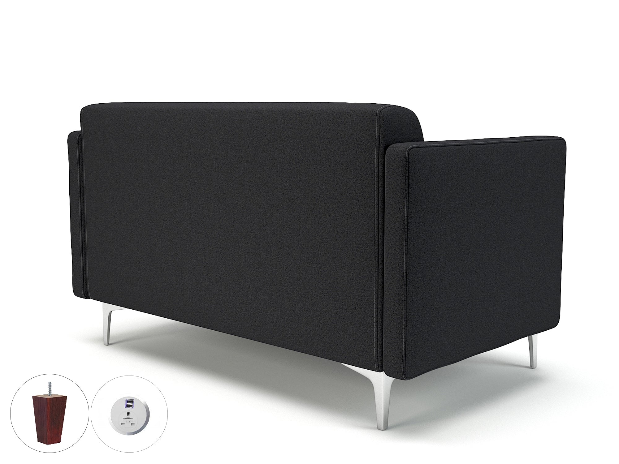 Office furniture napa-slim-arm-125cm-wide-sofa-in-warwick-dolly-fabric-with-socket Dynamic  Chrome Colour Marmalade 