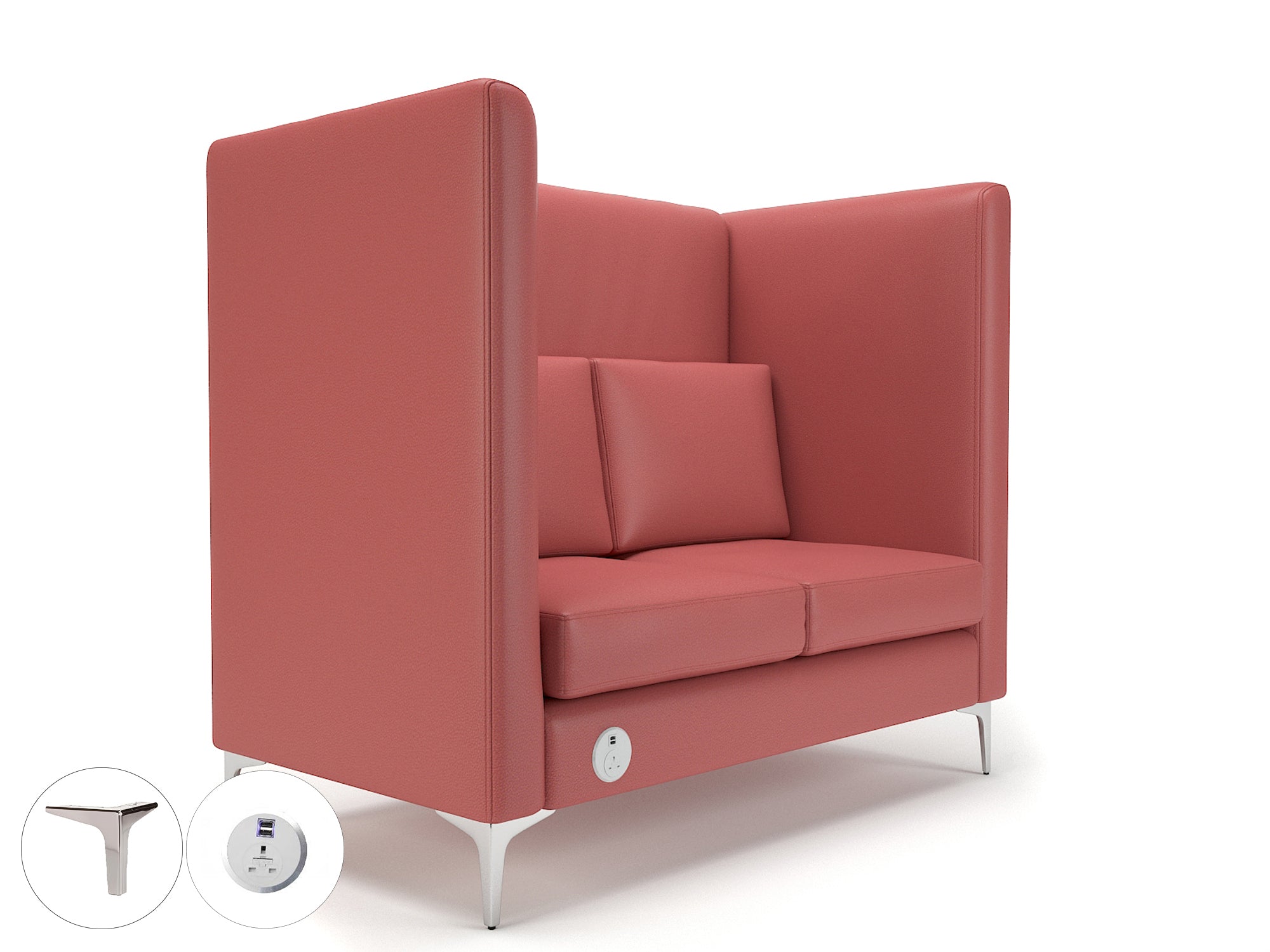 altus-128cm-wide-privacy-booth-in-cristina-marrone-ultima-faux-leather-with-socket Dynamic  Chrome Colour Taupe 