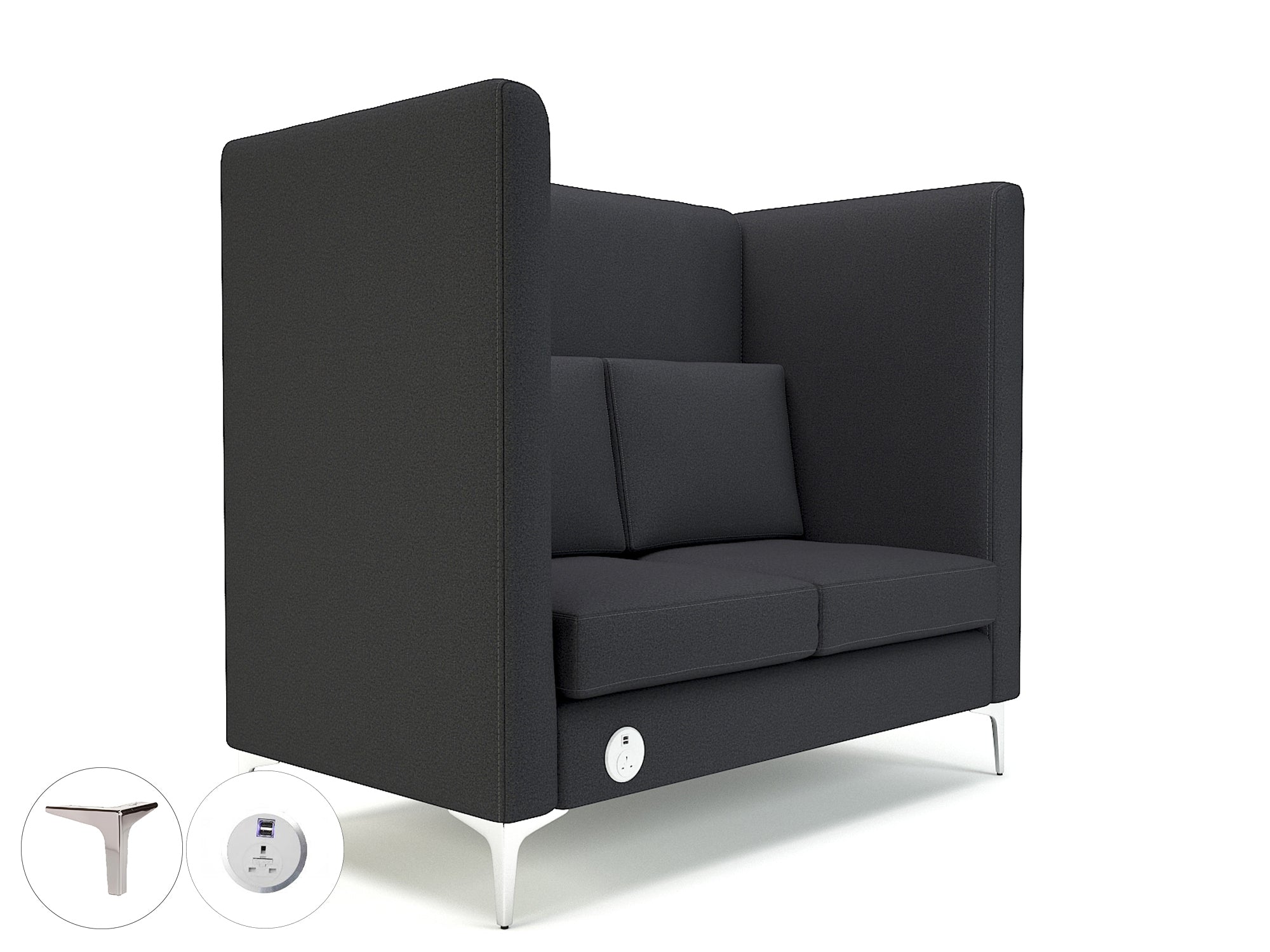 Office furniture altus-128cm-wide-privacy-booth-in-warwick-dolly-fabric-with-socket Dynamic  Chrome Colour Linen 