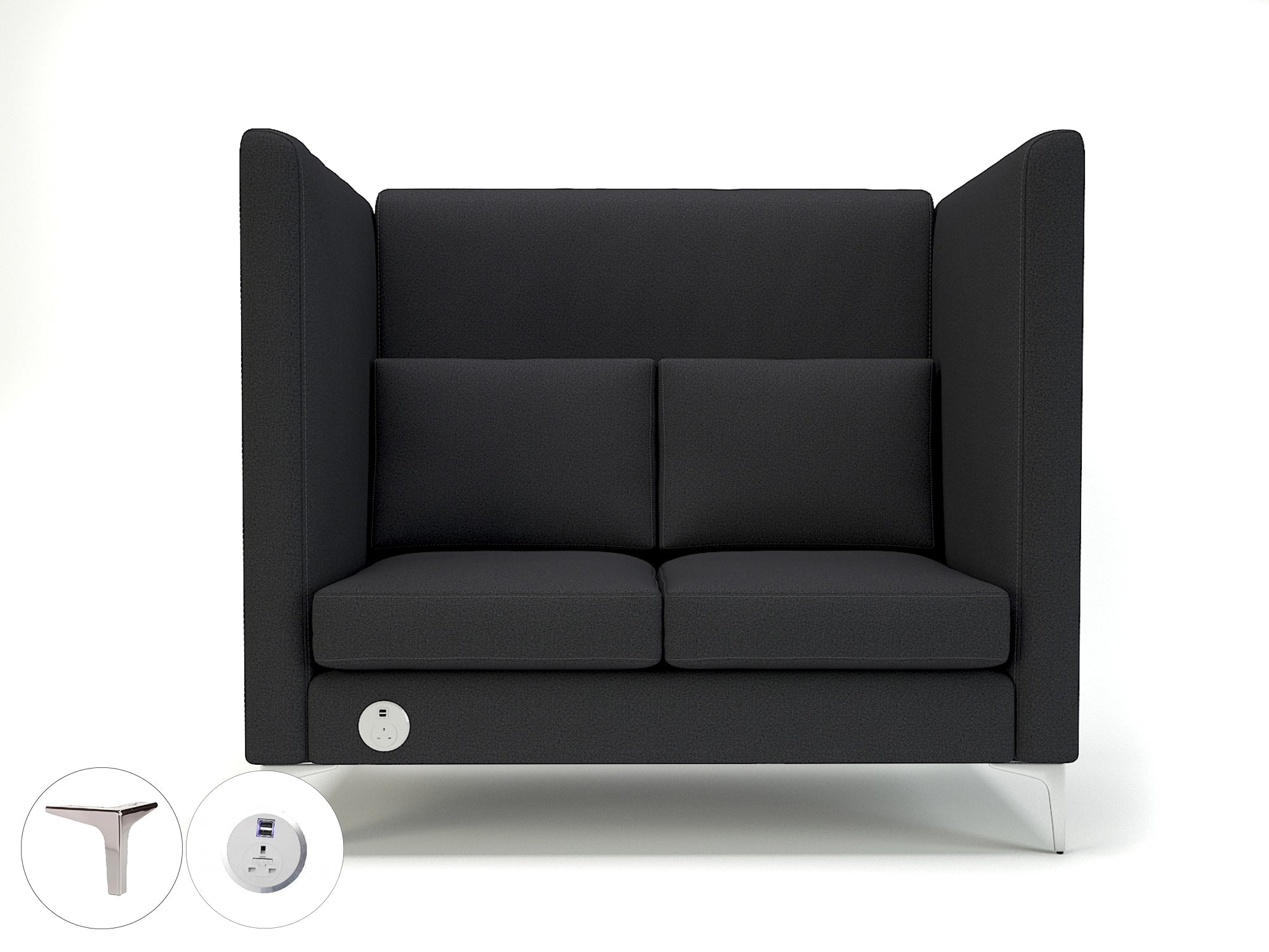 Office furniture altus-128cm-wide-privacy-booth-in-warwick-dolly-fabric-with-socket Dynamic  Ebony Wood Colour Linen 