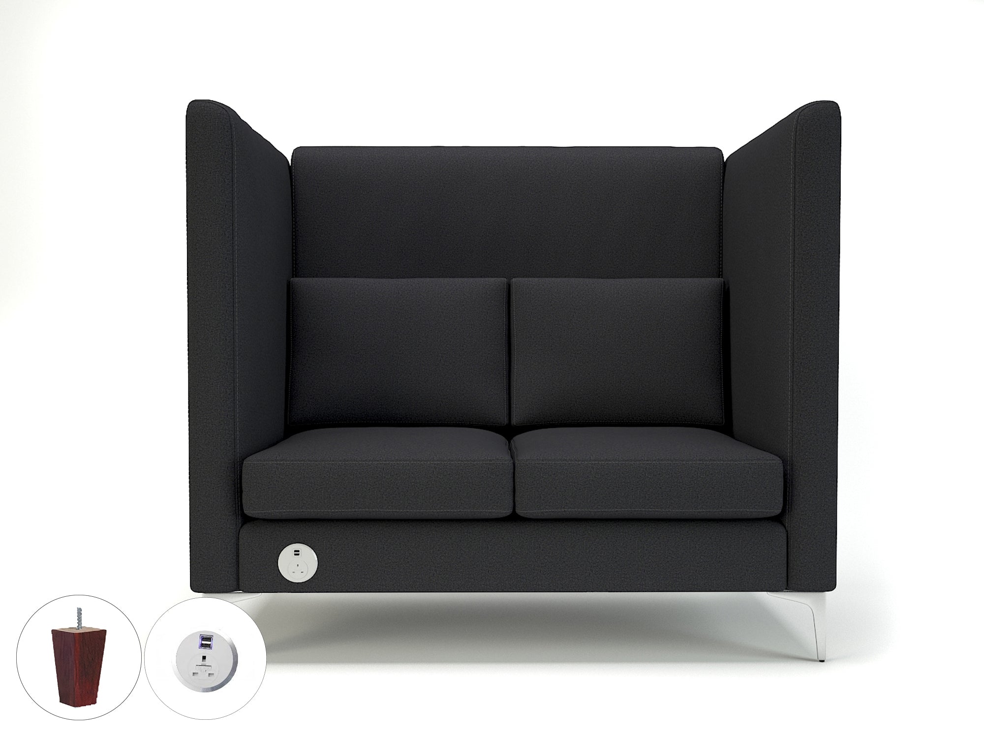 altus-128cm-wide-privacy-booth-in-warwick-dolly-fabric-with-socket Dynamic  Matt Black Colour Marmalade 