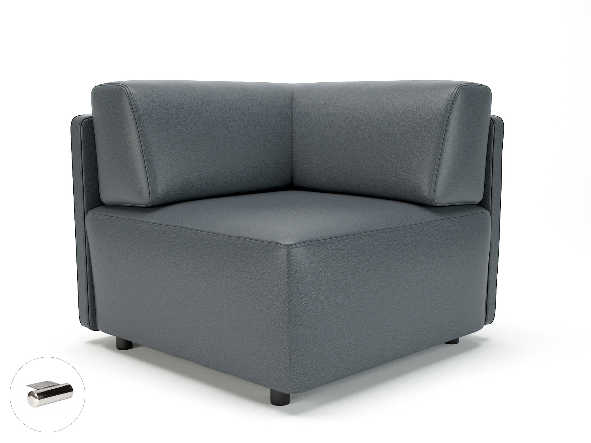 Office Modular Seating Loomis 87cm Wide Corner Unit in Ultima Faux Leather Chrome Colour Atlantic 