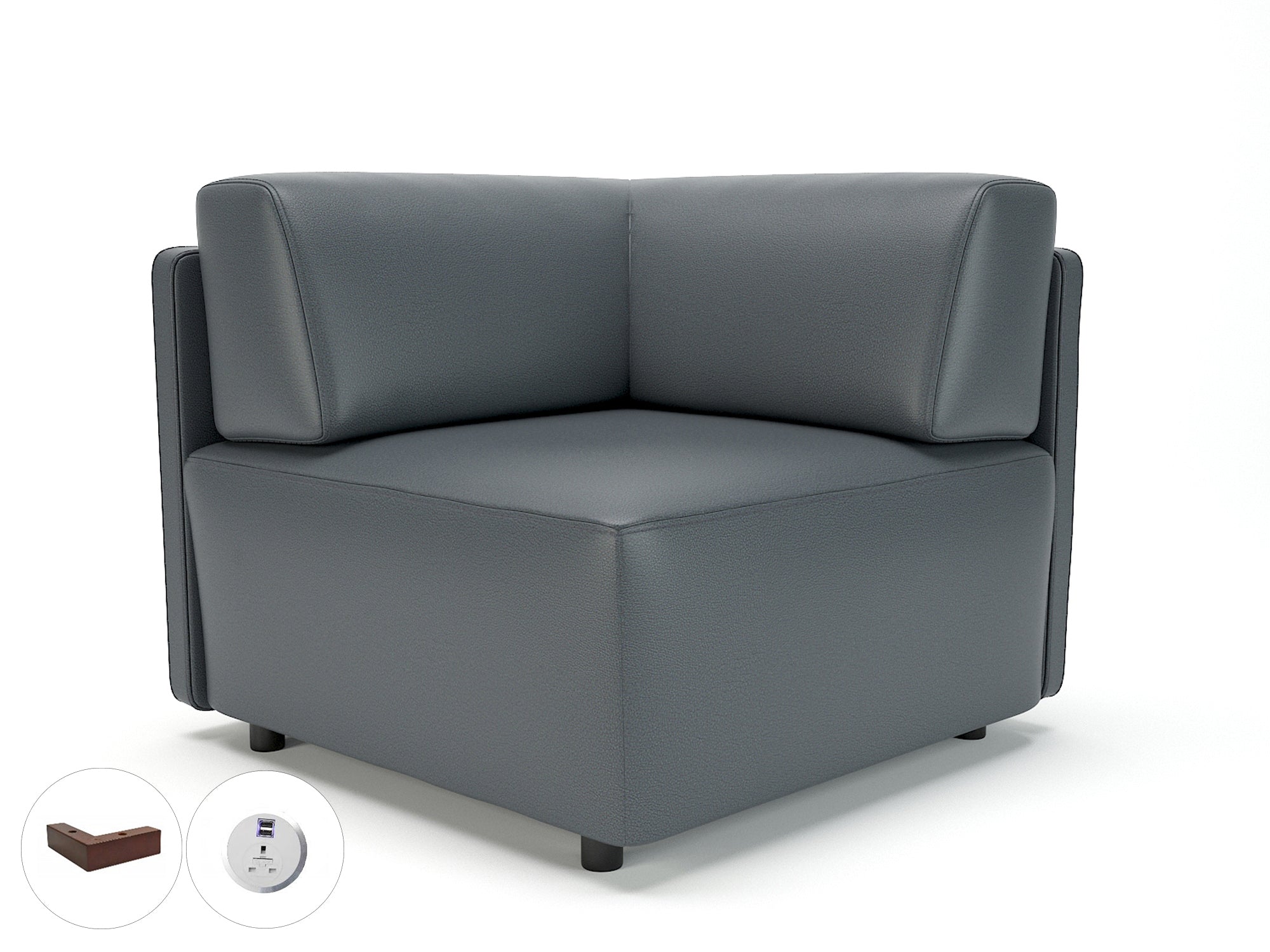 loomis-87cm-wide-corner-unit-in-cristina-marrone-ultima-faux-leather-with-socket Dynamic  Chrome Colour Chalk 