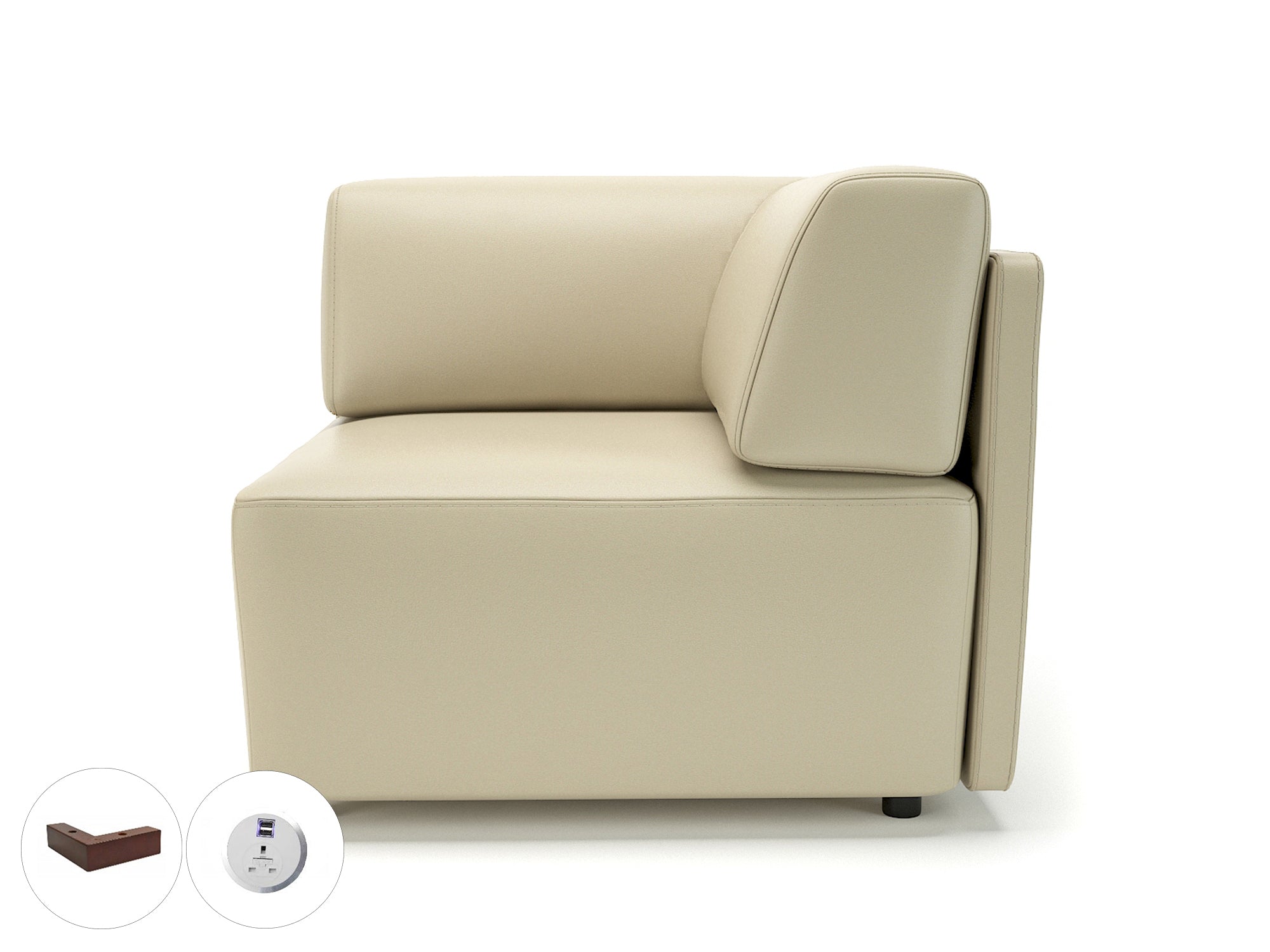 loomis-87cm-wide-corner-unit-in-cristina-marrone-ultima-faux-leather-with-socket Dynamic  Light Wood Colour Cream 