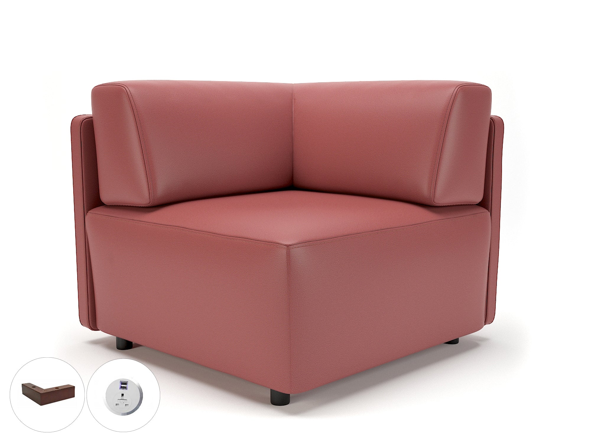 loomis-87cm-wide-corner-unit-in-cristina-marrone-ultima-faux-leather-with-socket Dynamic  Chrome Colour Steel 