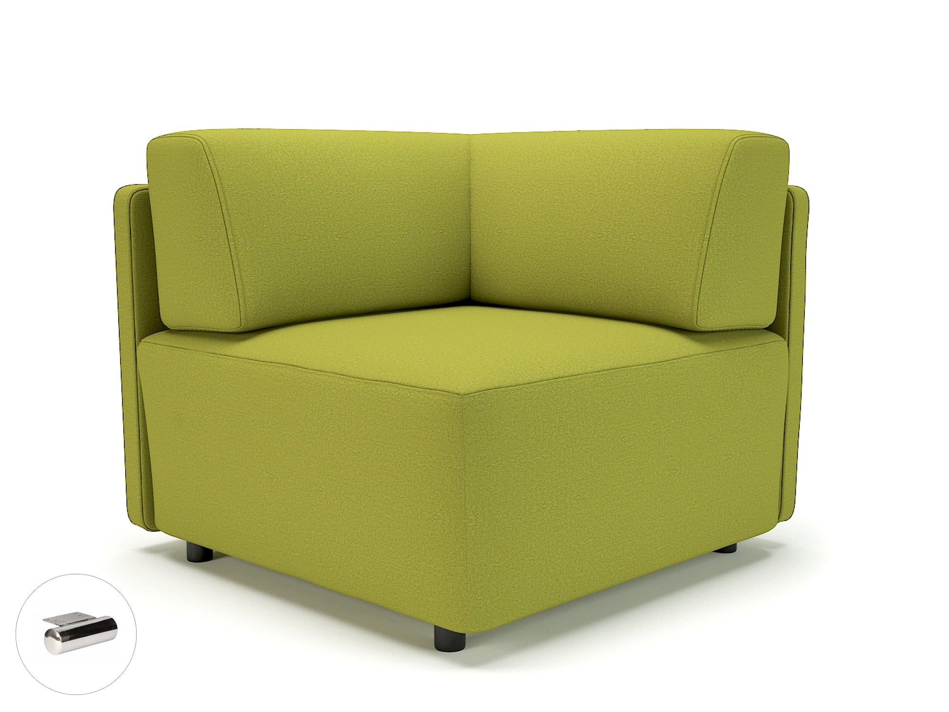 Office Modular Seating Loomis 87cm Wide Corner Unit in Warwick Dolly Fabric Chrome Colour Citron 