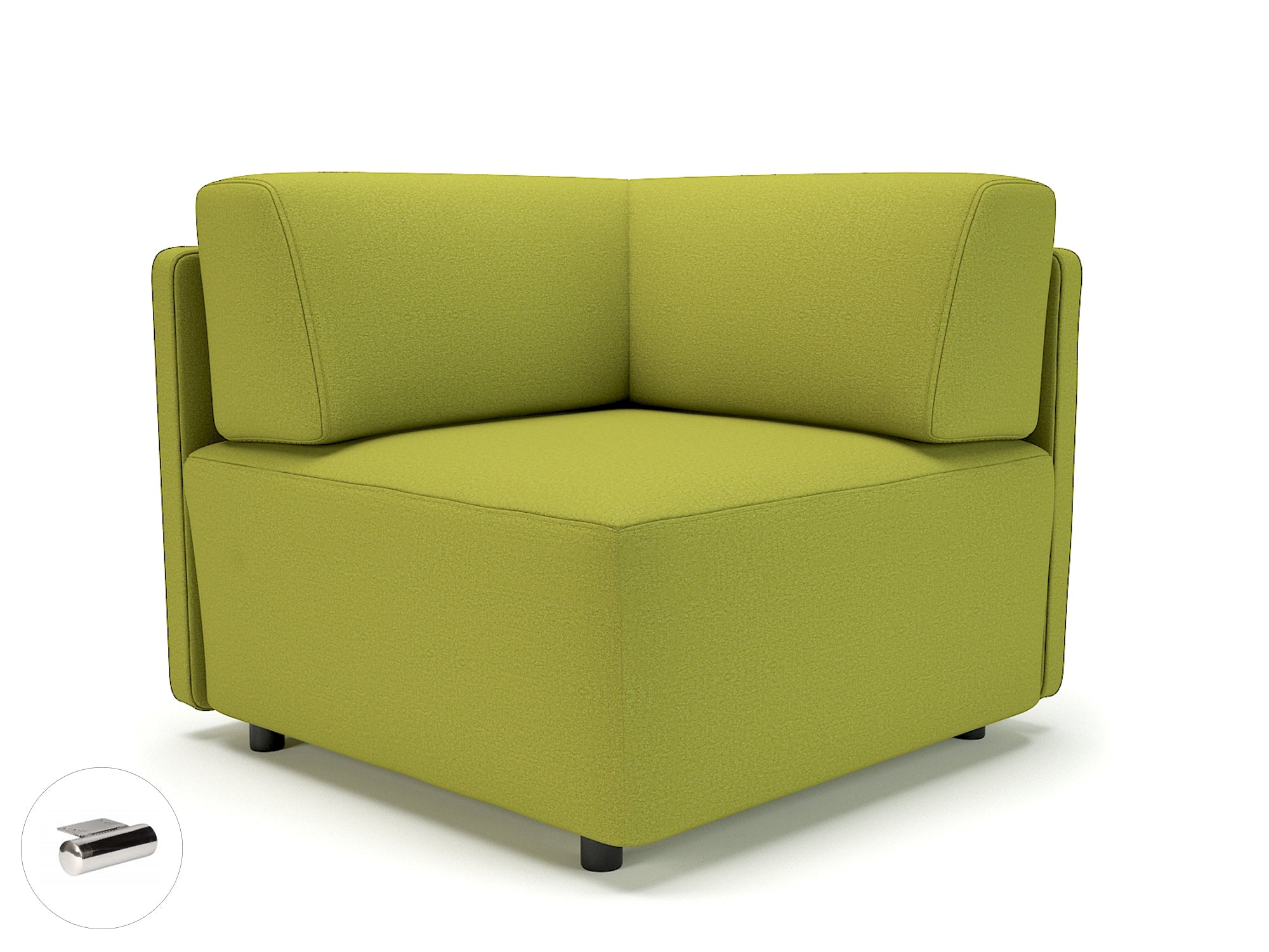Office Modular Seating Loomis 87cm Wide Corner Unit in Warwick Dolly Fabric Chrome Colour Citron 
