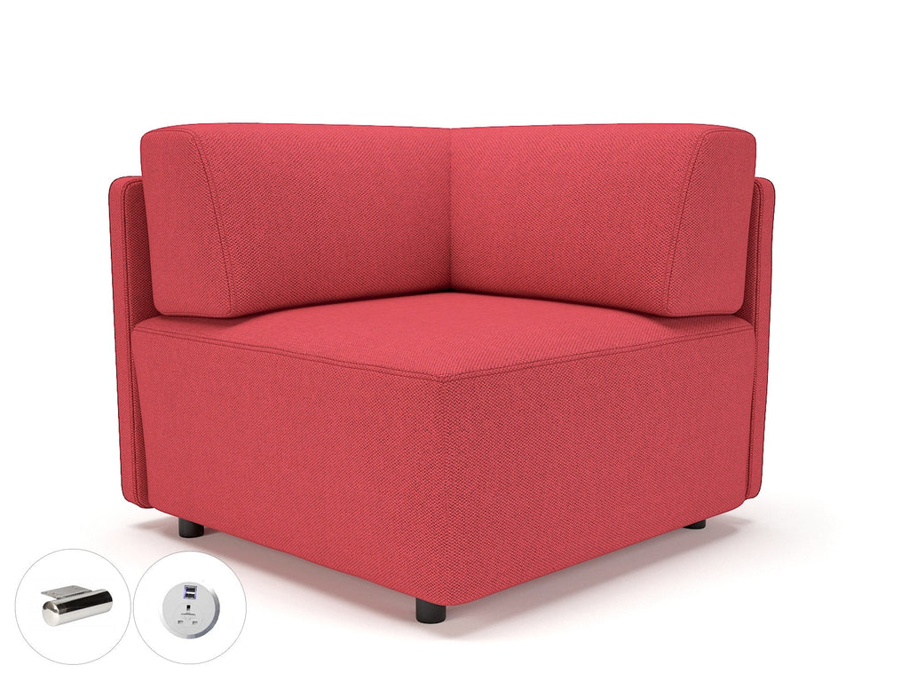 Office Modular Seating Loomis 87cm Wide Corner Unit in Camira Era Fabric with Socket Chrome Colour Cycle 