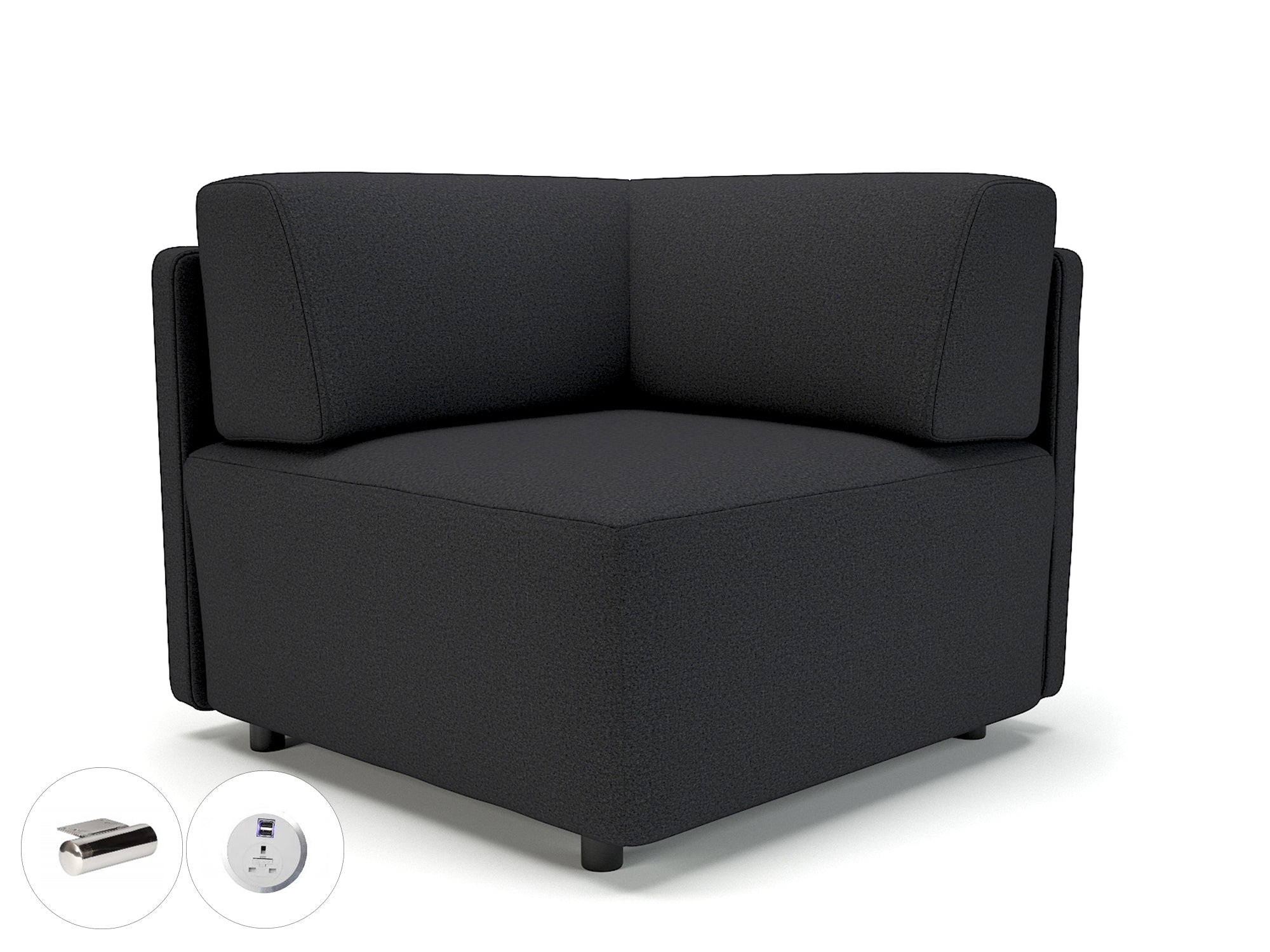 Office furniture loomis-87cm-wide-corner-unit-in-warwick-dolly-fabric-with-socket Dynamic  Chrome Colour Ebony 