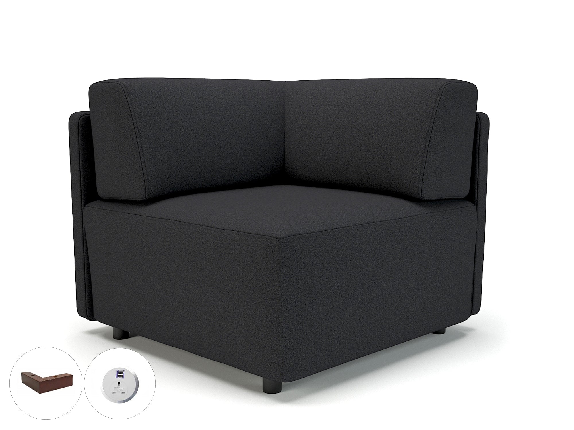 Office furniture loomis-87cm-wide-corner-unit-in-warwick-dolly-fabric-with-socket Dynamic  Chrome Colour Lagoon 