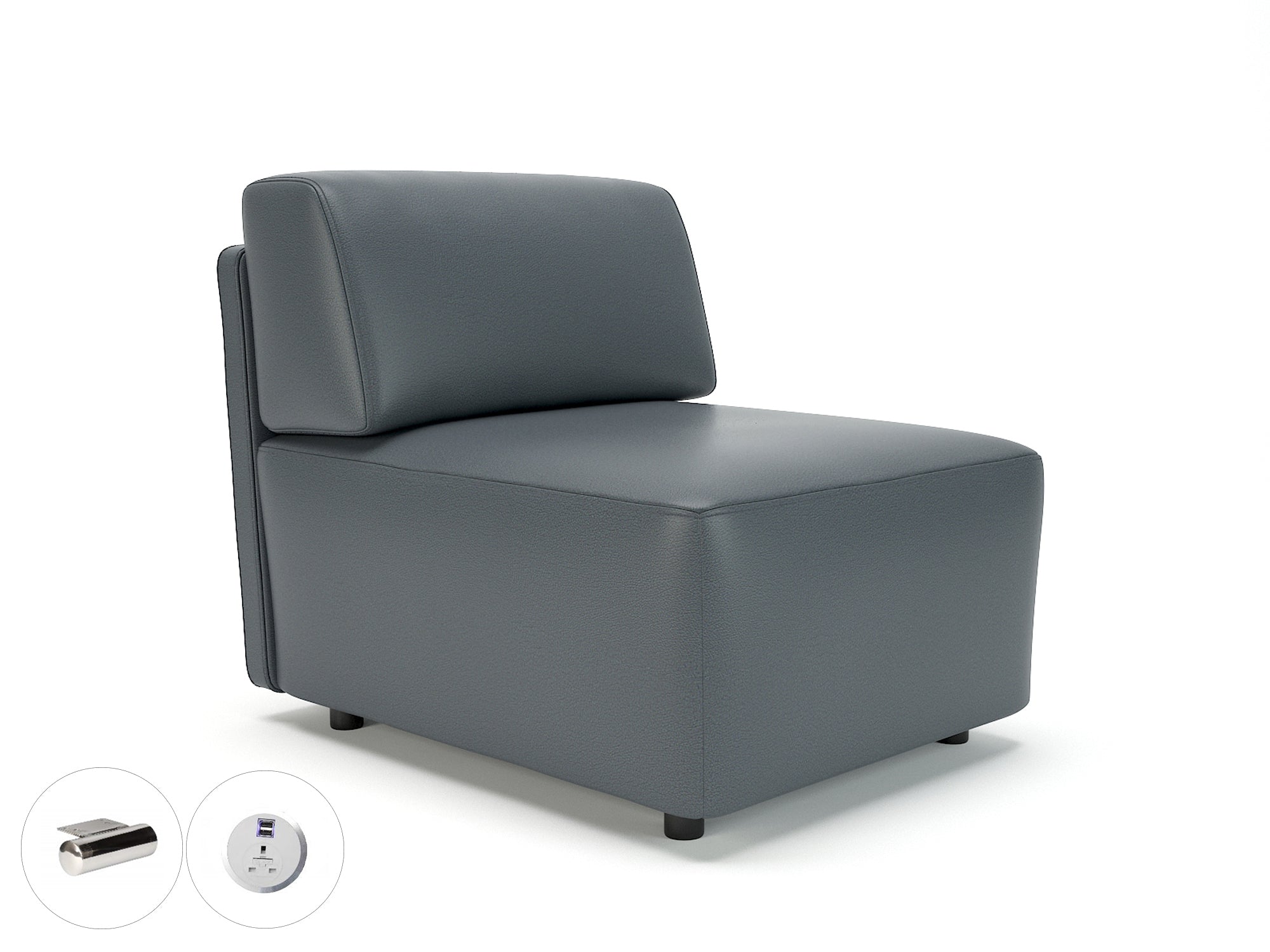 Office Modular Seating Loomis 65cm Wide Modular Unit in Ultima Faux Leather with Socket Chrome Colour Atlantic 