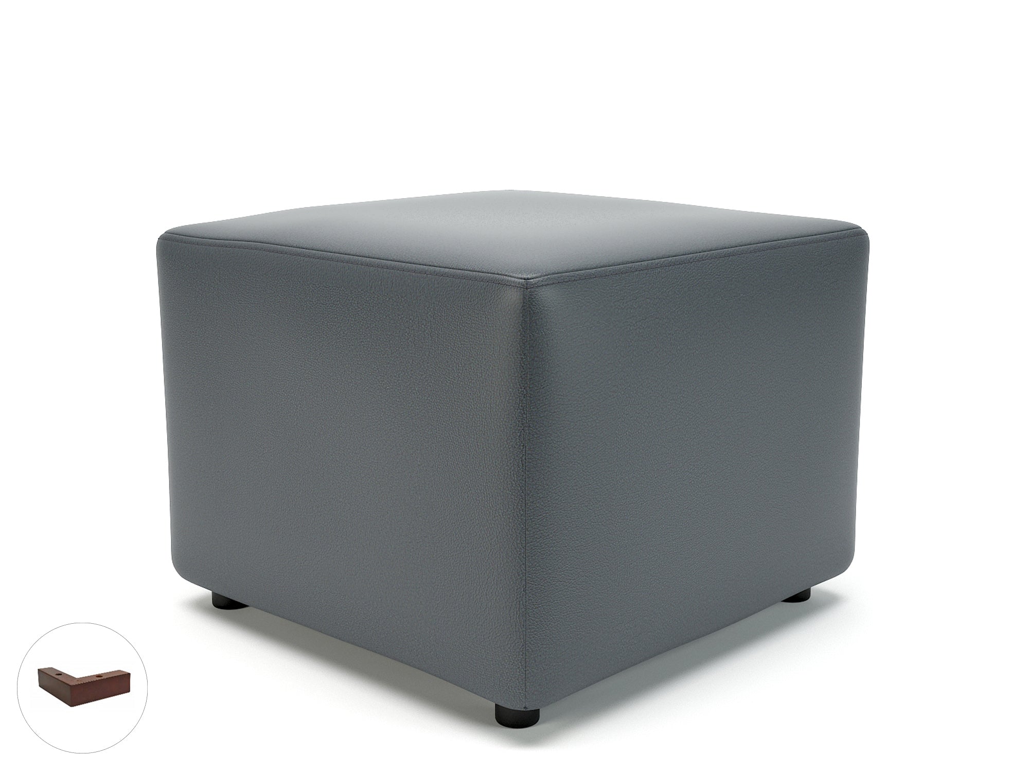 Crofton 62cm Square in Cristina Marrone Ultima Faux Leather Ebony Wood Colour Atlantic 
