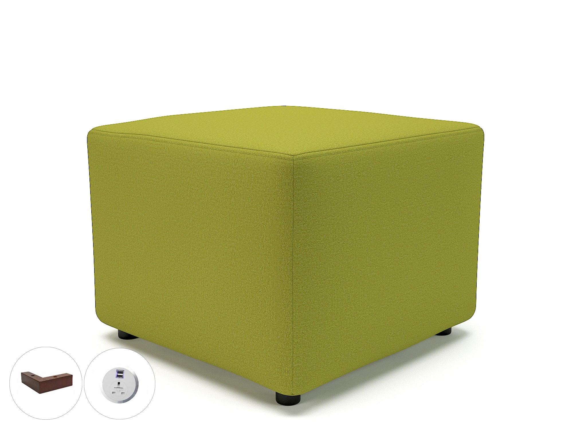 Crofton 62cm Square in Warwick Dolly Fabric with Socket Ebony Wood Colour Citron 