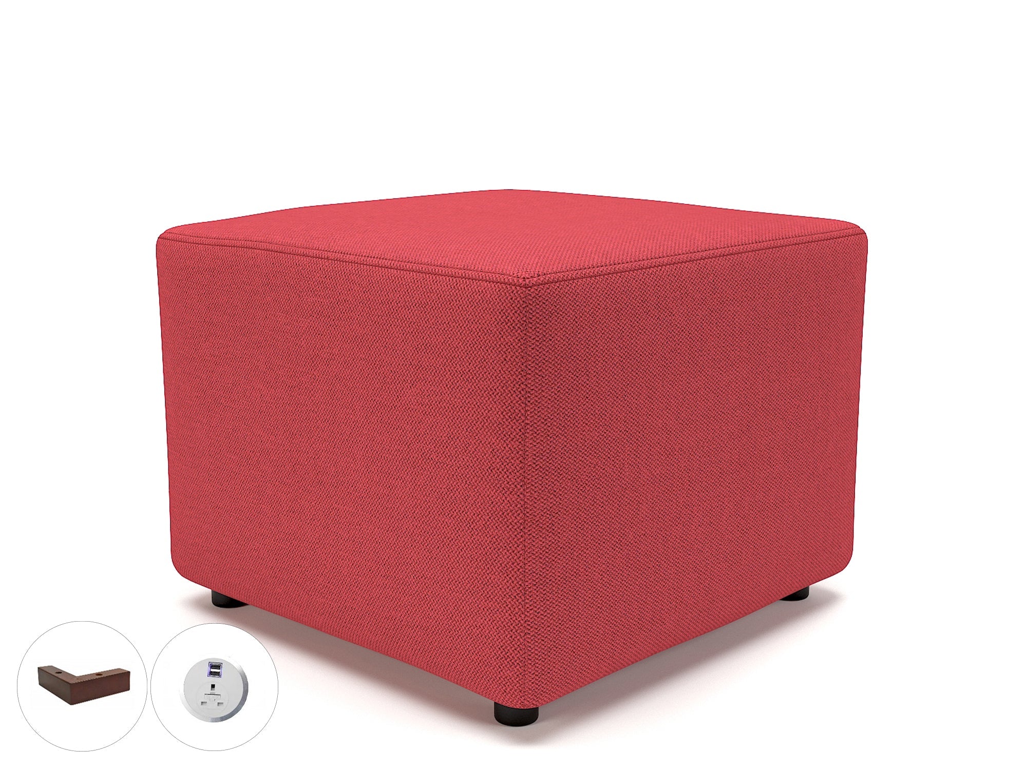 Crofton 62cm Square in Camira Era Fabric with Socket Ebony Wood Colour Cycle 