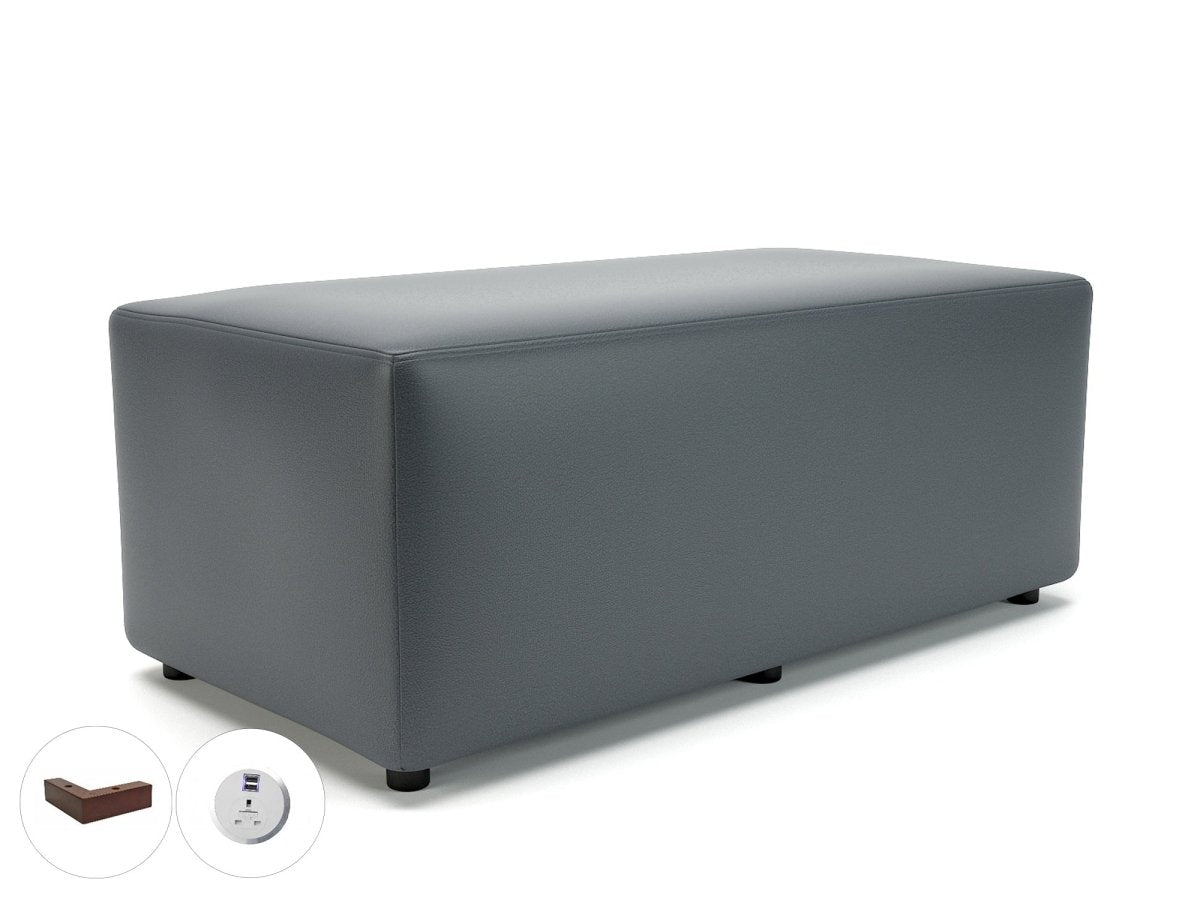 Office Sofa Ottawa 122cm Wide in Cristina Marrone Ultima Faux Leather with Socket Ebony Wood Colour Atlantic 