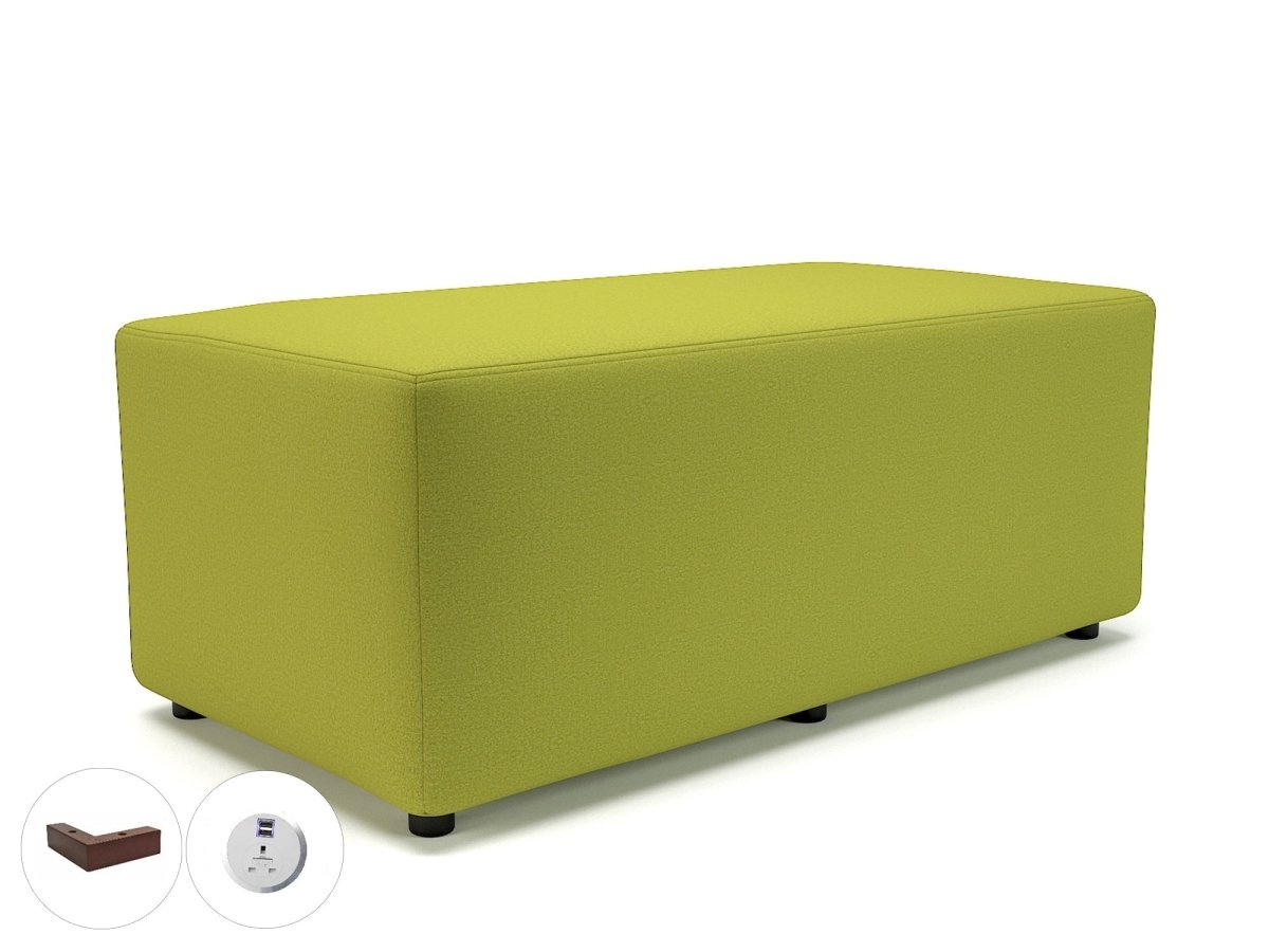 Office Sofa Ottawa 122cm Wide in Warwick Dolly Fabric with Socket Ebony Wood Colour Citron 