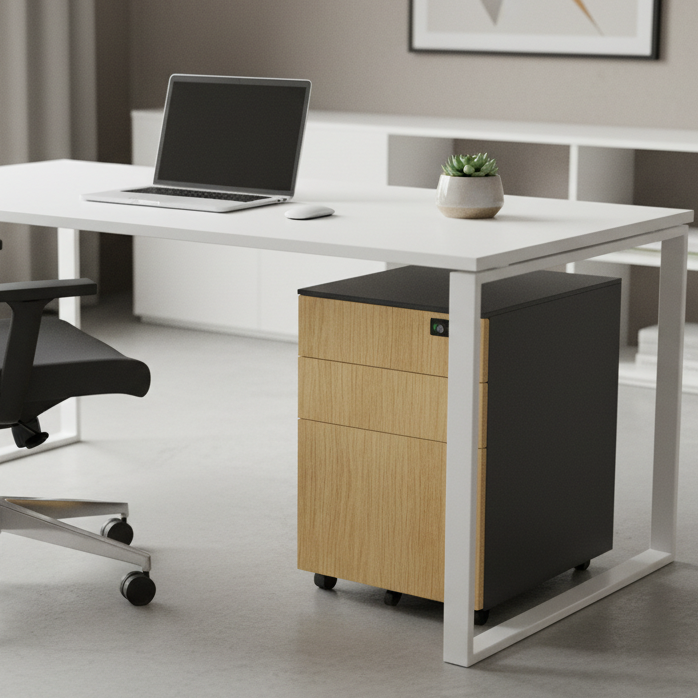 Under Desk Pedestal on wheels 2 Small 1 Filing Dwr 42cm W PDBP54SD-Config 4 Office Furniture and Home Remote Working