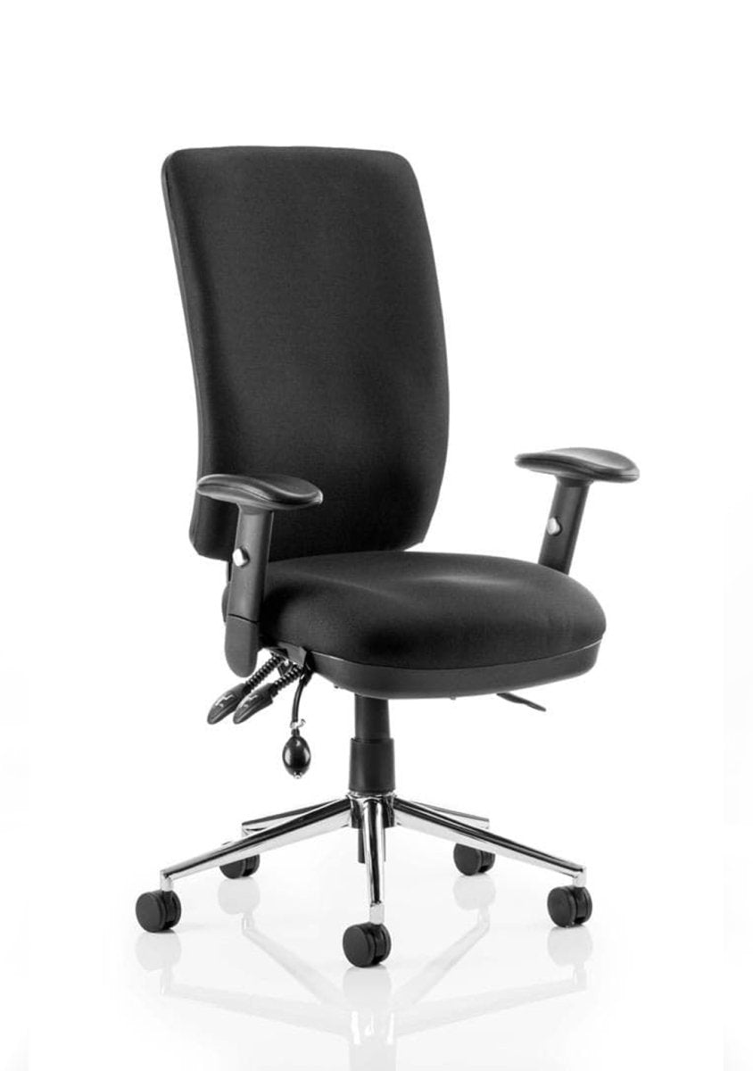  Office ChairChiro High Back Task Operator Black Fabric  With Height Adjustable & Folding Arms Black