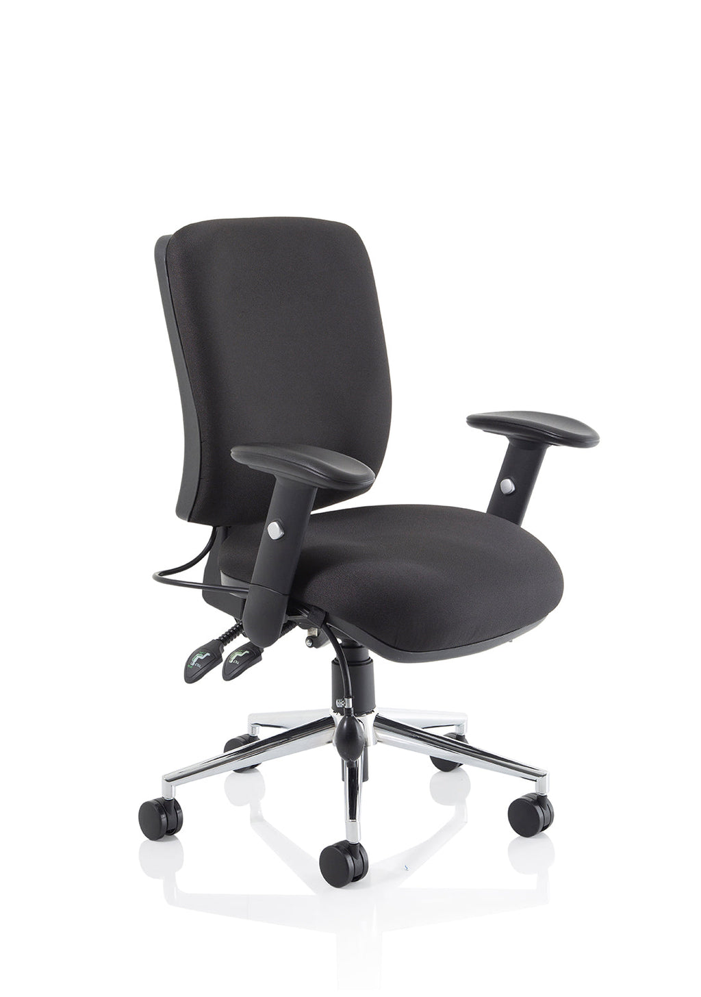 Office Chair Chiro Medium Back Task Operator  Black Fabric  None Black