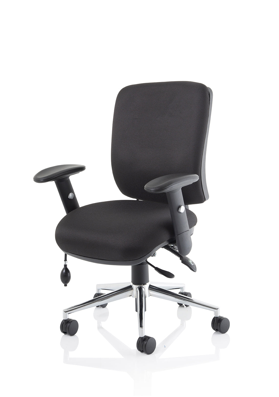 Office furniture chiro-medium-back-operator-chair Dynamic  Black Fabric  With Height Adjustable & Folding Arms Black
