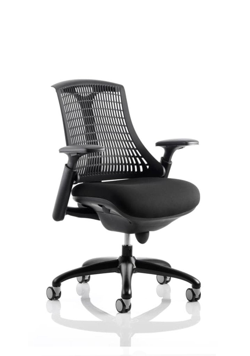 Task Operator Office Chair Flex Medium Back Black Frame with Arms Black Colour Black 
