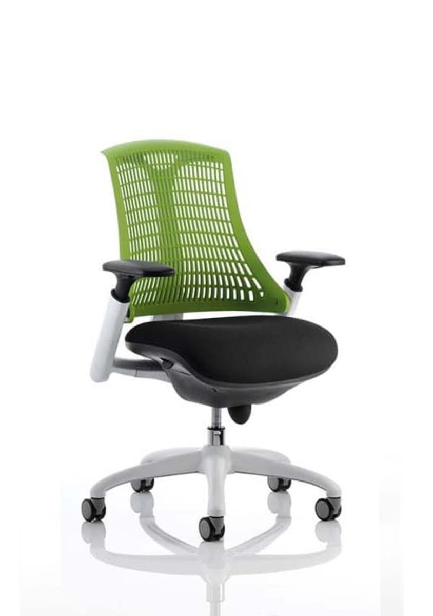 Office furniture flex-task-operator-chair-white-frame Dynamic  Black Colour Green 