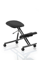 Kneeling Task Operator Stool Black Fabric  Silver That’s My Office Furniture, 360 Degree View storage, desk, chair