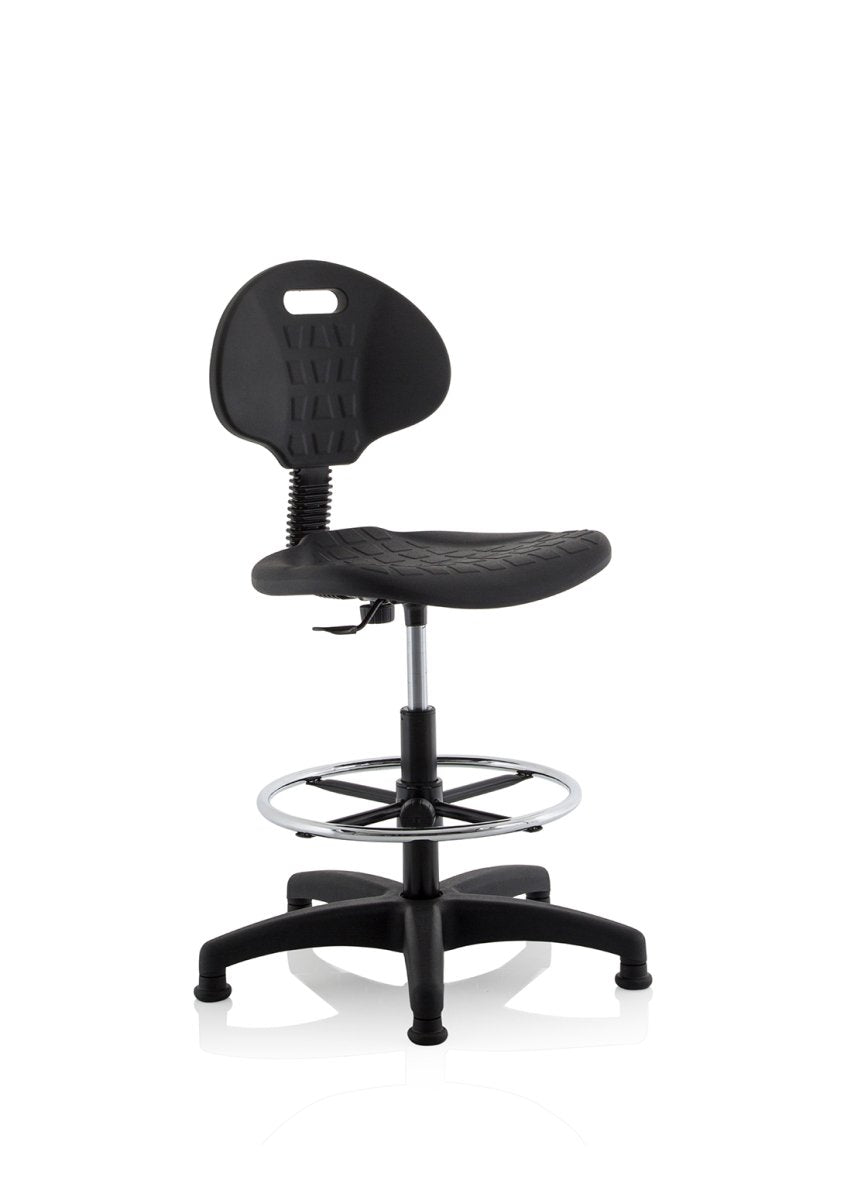 Draughtsman Task Operator Office Chair Malaga Polyurethane Medium Back Hi Rise  Colour Black 
