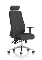 Posture Chair Onyx High Back Ergonomic with Height Adjustable Arms Black Fabric  Black None