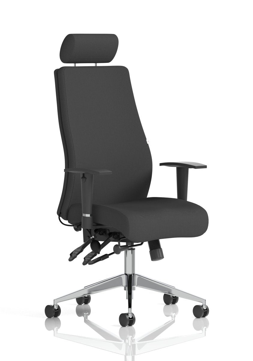 Posture Chair Onyx High Back Ergonomic with Height Adjustable Arms Black Fabric  Black None