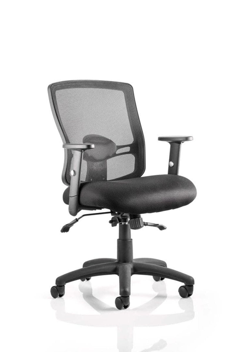 Task Operator Office Portland II Medium Mesh Back Chair with Arms Black  With Height Adjustable Arms 