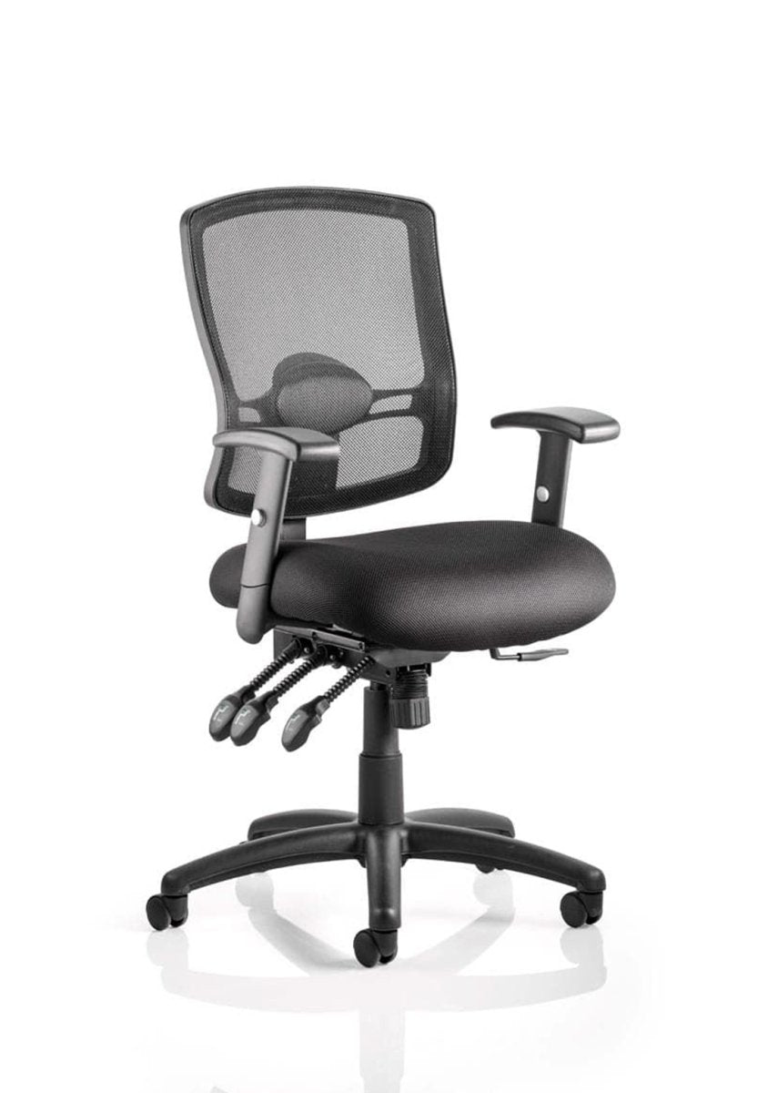 Office Chair Portland III High Mesh Back Task Operator  with Arms Black  With Height Adjustable Arms 