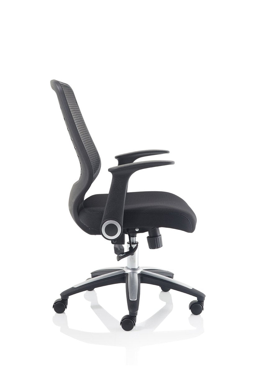 Office furniture relay-task-operator-chair Dynamic  Silver  Bespoke Stevia Blue With Folding Arms