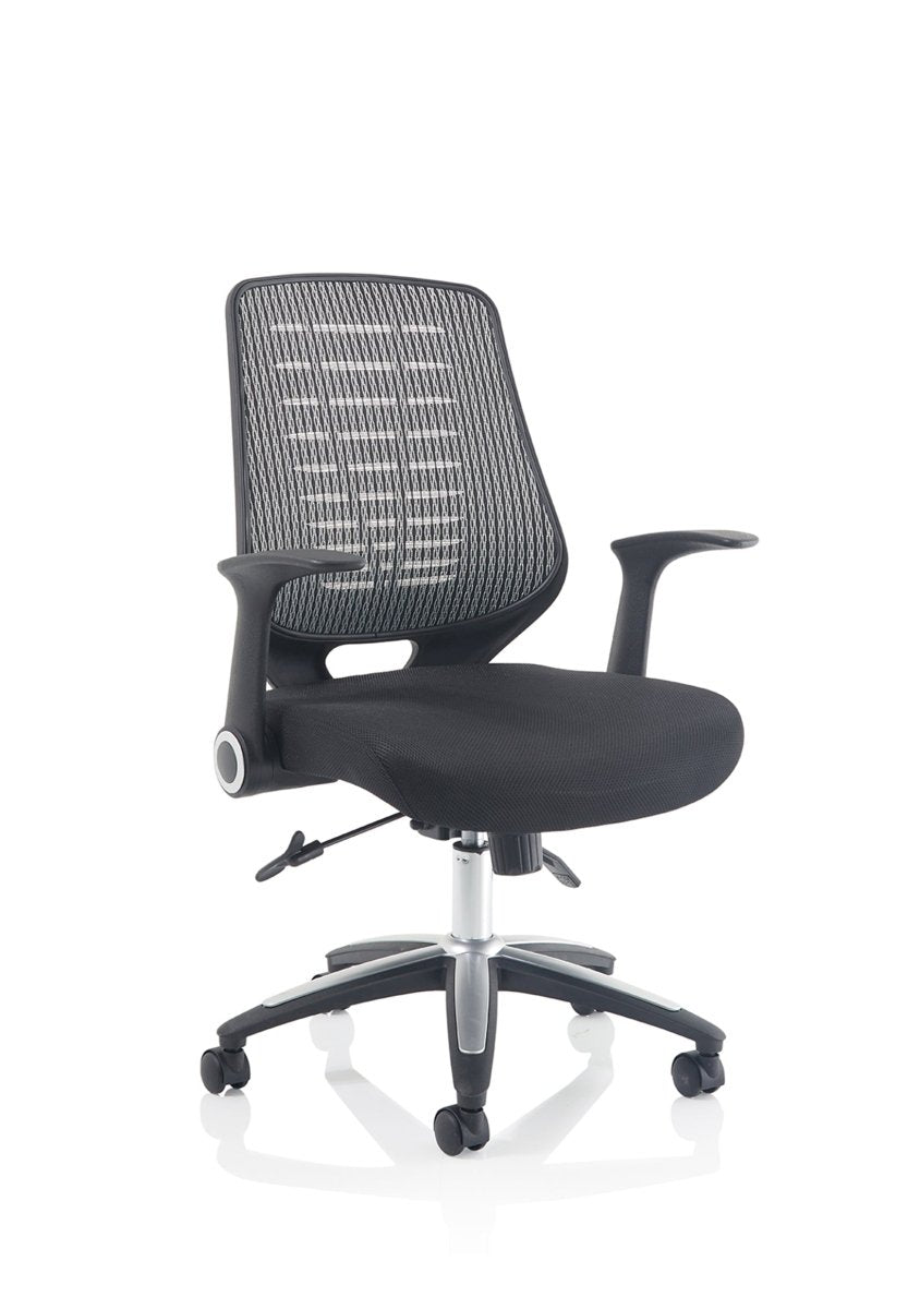 Office furniture relay-task-operator-chair Dynamic  Silver  Bespoke Senna Yellow With Folding Arms