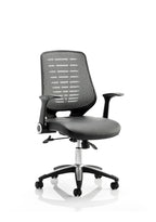 Office Chair Relay Medium Mesh Back Task Operator with Arms Black  Black Airmesh With Folding Arms