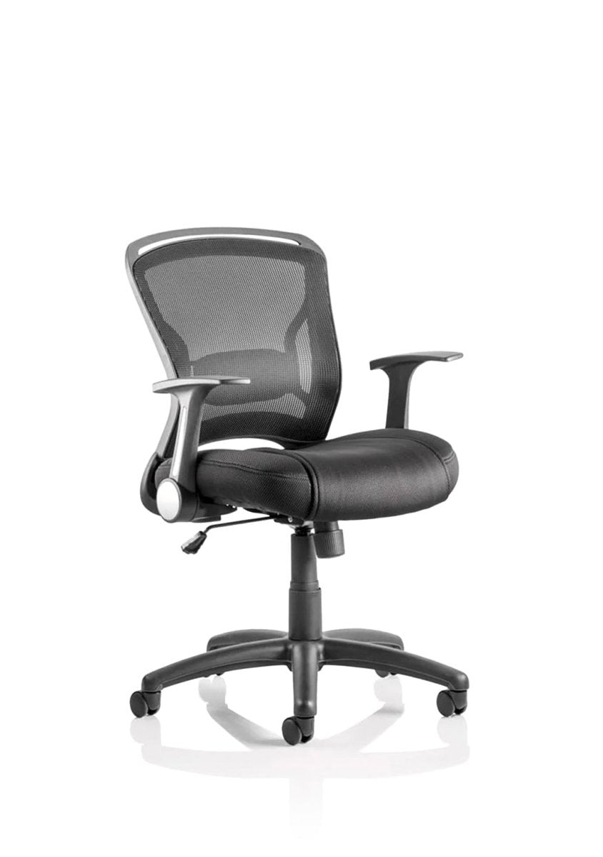 Office Chair Zeus Medium Mesh Back Task Operator with Arms Black   
