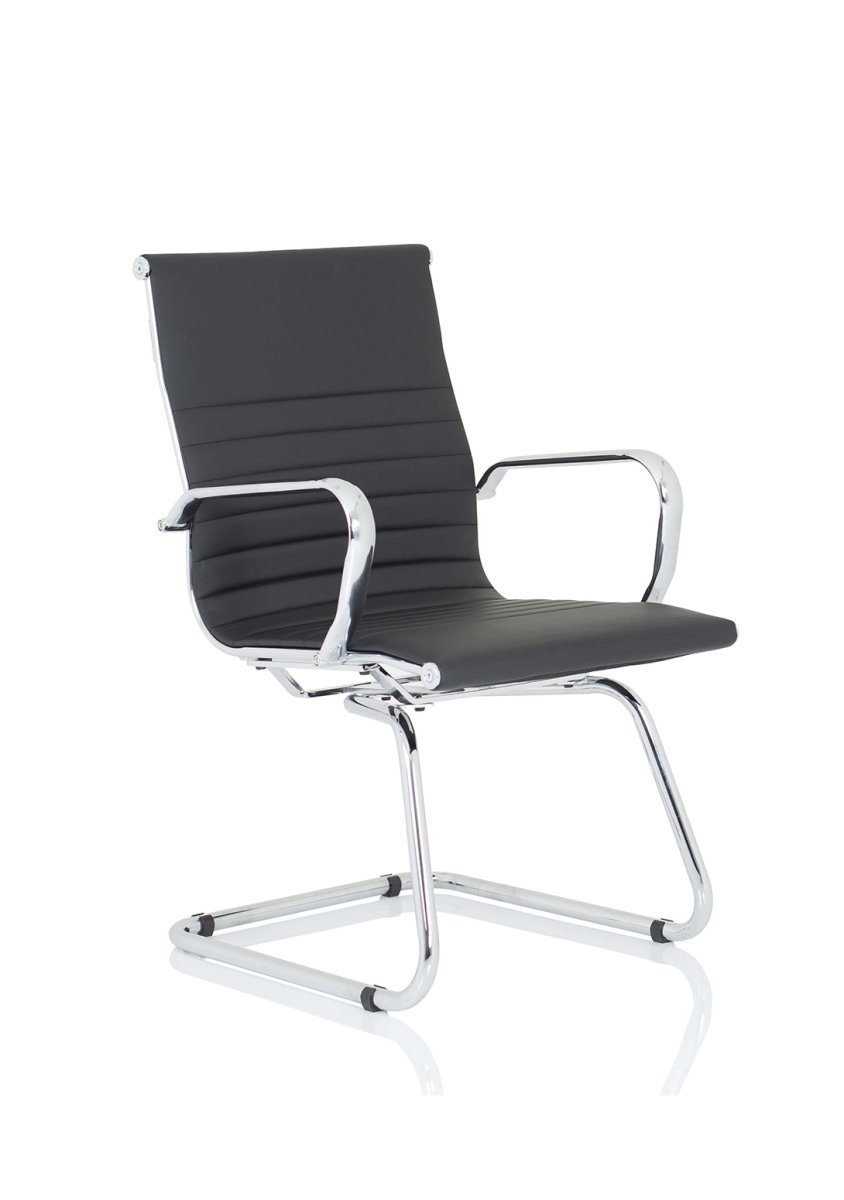 Visitor Chair Nola Black Leather Cantilever with Arms  Colour Black Leather 