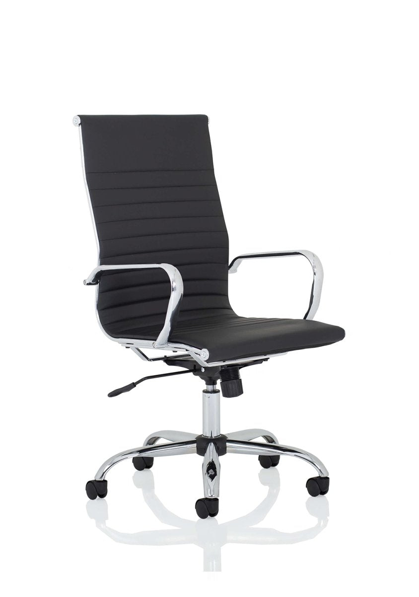 Executive Office Chair Nola Black Leather Executive Office Chair with Arms High  Black Leather 