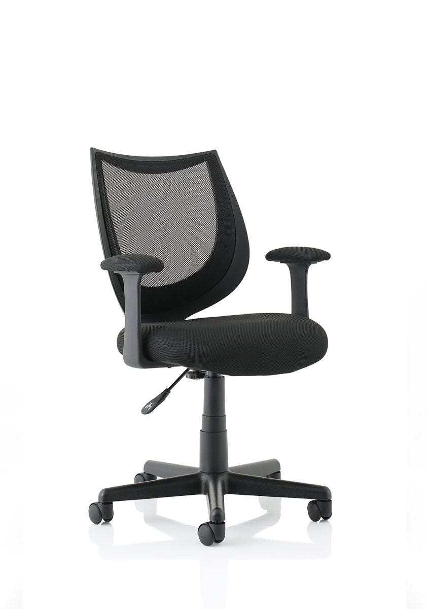 Office Chair Camden Medium Back Black Mesh Task Operator With Arms Black   