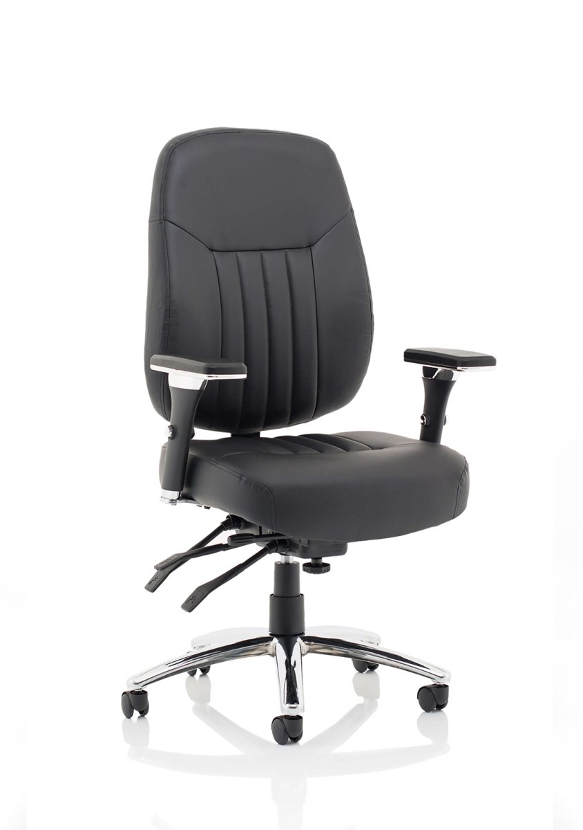Office Chair Barcelona Deluxe High Back Task Operator with Arms Blue Fabric Black Fabric   